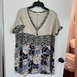 Leopard and Floral Patchwork Women's Top
